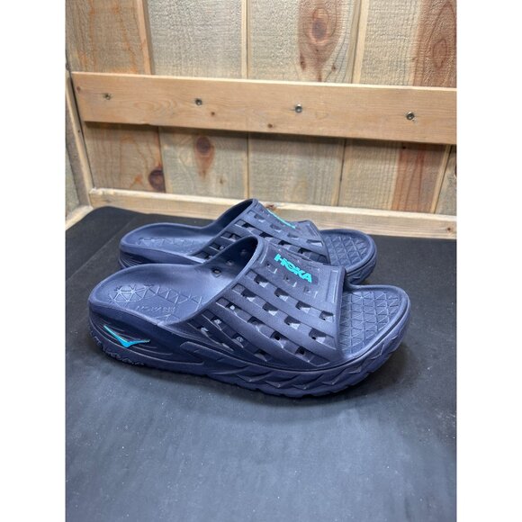 Hoka One One Mens 9 Womens 11 Navy Blue Recovery Slide Sandals Lightweight - Picture 1 of 8